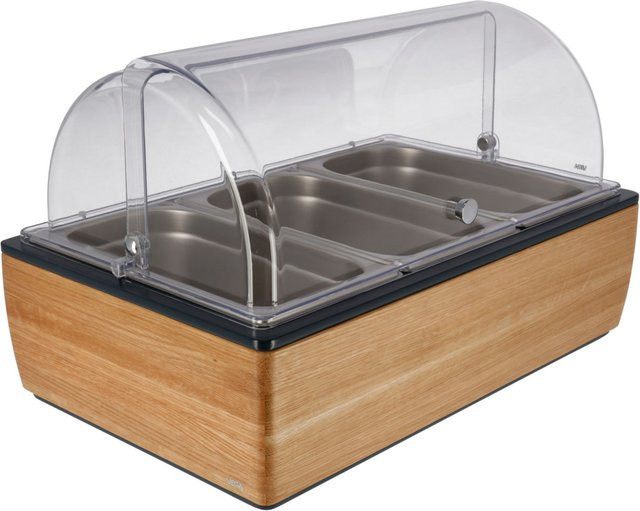 VEGA Buffetvitrine Montana hoch in Eiche, Transparent und Edelstahl, B/T/H: 55,4 x 35,2 x 29,9 cm - Bild 1