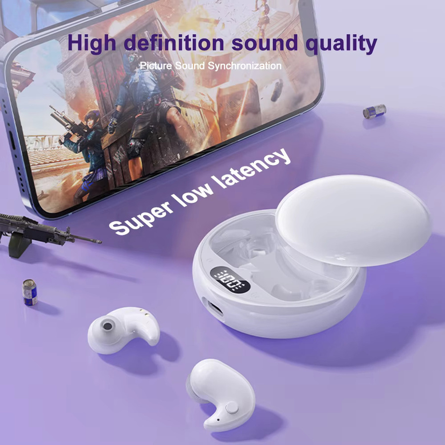 Kebidumei Mini-Tiefschlaf-Ohrhörer Bluetooth 5.3 mit Geräuschunterdrückung, wasserdichte In-Ear Kopfhörer für Sport und Schlaf, erhältlich in Schwarz und Weiß - Bild 2