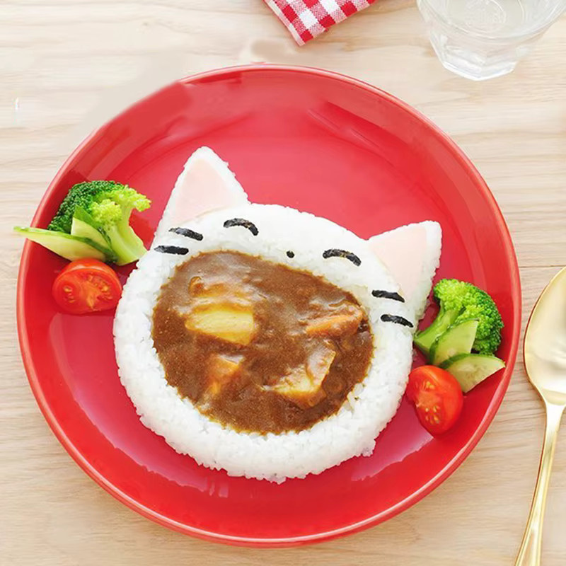 Sushi Nori Reisform und Cutter im Cartoon Katze Bär Design für Bento und Sandwiches, Schwarz, aus Kunststoff - Bild 2