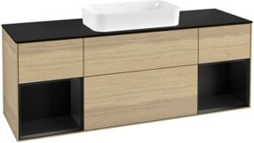 V&B Waschtischunterschrank Finion mit Wandbeleuchtung in Eiche lackiert, Breite: 160 cm, Tiefe: 50,1 cm, Höhe: 50,1 cm - Bild 1