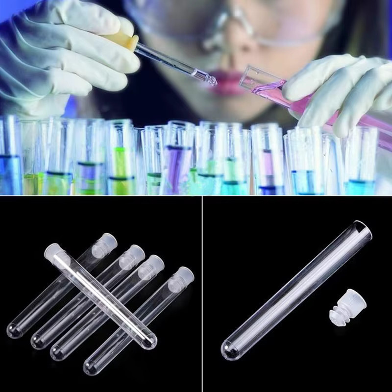 WESTTUNE 50 Stück durchsichtige Kunststoff-Reagenzgläser mit Kappen für wissenschaftliche Experimente und Proben, Farbe: transparent, Durchmesser: 12 mm, Höhe: 100 mm - Bild 3