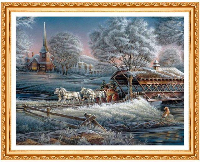 FIYO 3D-Diamantmalerei Set Schnee Winterlandschaft, Multicolour, B/H: 30 x 20 cm - Bild 1