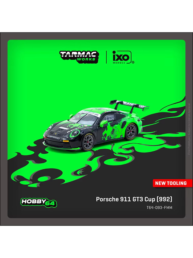 Tarmac Works Porsche 911 GT3 Cup 992 Fire Monkey Motorsport, Druckguss-Automodell, 1:64 - Bild 6