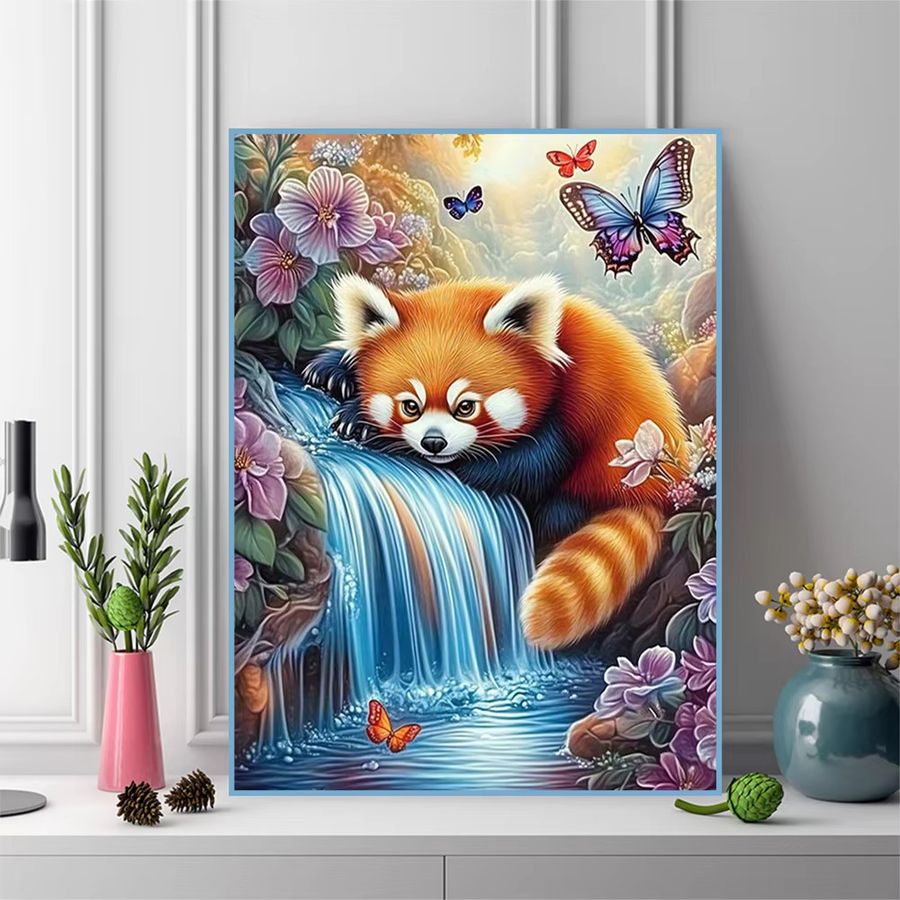 Momoart 5D DIY Diamant Stickerei Waschbär Tier Malerei Cartoon Acryl Mosaik Set Multicolor B/H: 30 x 20 cm - Bild 3