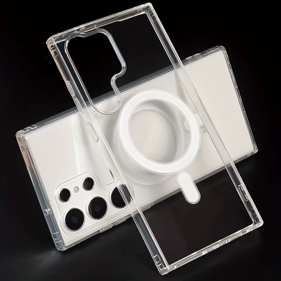 Transparente magnetische Handyhülle für Samsung Galaxy S22 S23 S24 S25 S26 Ultra Plus mit kabelloser Ladefunktion in Weiß - Bild 5