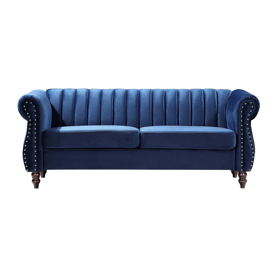 Vente-unique Chesterfield Sofa Trumbo aus Samt in Königsblau, Breite: 195 cm - Bild 2