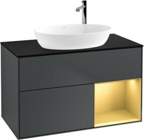 V&B Waschtischunterschrank Finion 100 in Schwarz lackiert, B/T/H: 100 x 50,1 x 50,1 cm - Bild 1