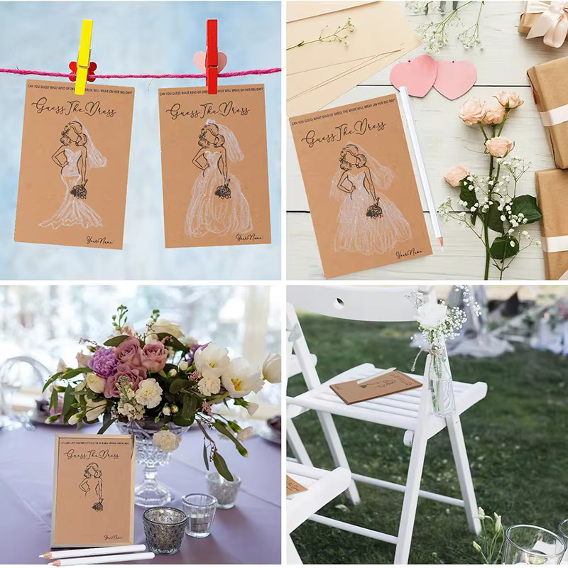 ZQCXLD Hochzeitskleid-Guess-the-Dress-Spielkarten, 20-teiliges Set, mit Stiften - Bild 2