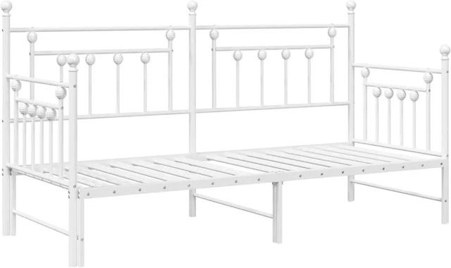 vidaXL Tagesbettrahmen aus Stahl mit Kopfteil in Weiß, B/T/H: 190 x 75 x 107 cm - Bild 1