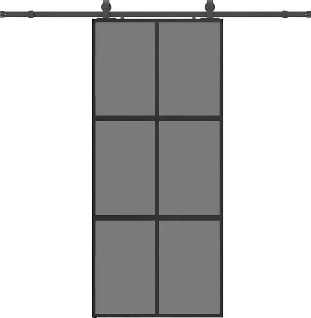 vidaXL Schiebetür aus Hartglas in Schwarz mit Beschlag, B: 90 cm, H: 205 cm - Bild 1