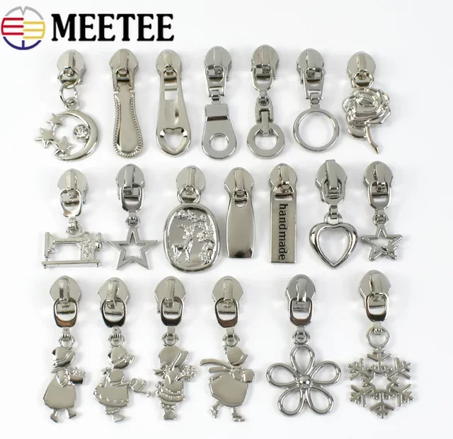 Meetee Nylon-Reißverschluss-Schieber Nr. 5 in Silber für Taschen und Jacken - Bild 1