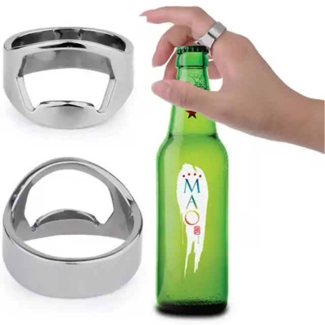 DUTRIEUX Mini Dosenöffner und Flaschenöffner aus Edelstahl in Silber, Ringform Multi-Opener für Küche und Bar - Bild 1