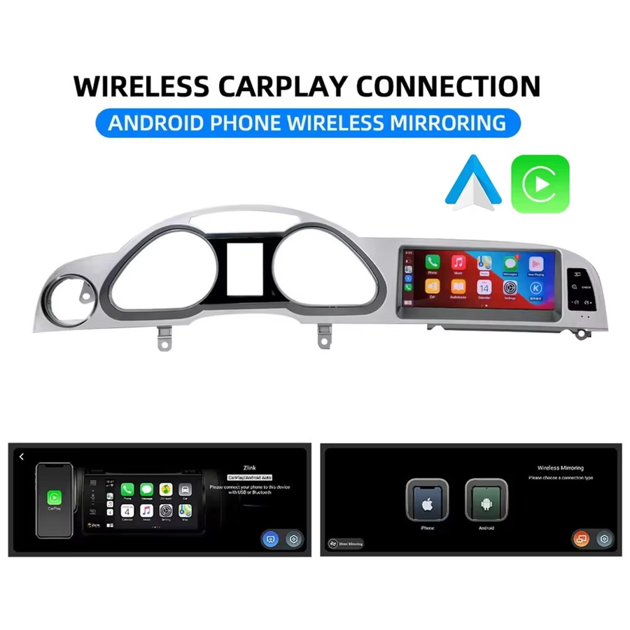 BONROAD Android 15 Multimedia-Player Autoradio für Audi A6 C6 4F 2005-2011 MMI2G MMI3G mit 8,8 Zoll Display, Kabelloses CarPlay, Android Auto, GPS, 4G, WiFi und Bluetooth in Schwarz - Bild 2