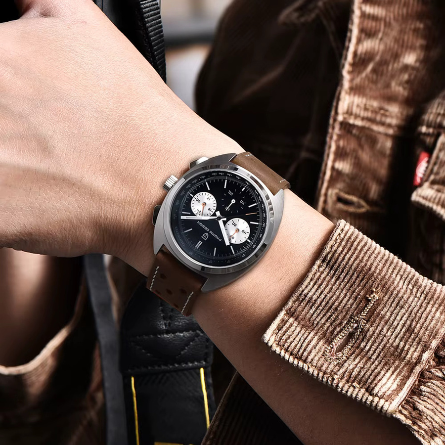 PAGANI DESIGN Chronograph, Armbanduhr, Quarz, Edelstahl, Leder, Schwarz, Herren - Bild 2