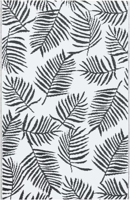 vidaXL Outdoorteppich mit Jacquard-Muster in Weiß und Schwarz aus Polypropylen, B: 160 cm, L: 230 cm - Bild 1