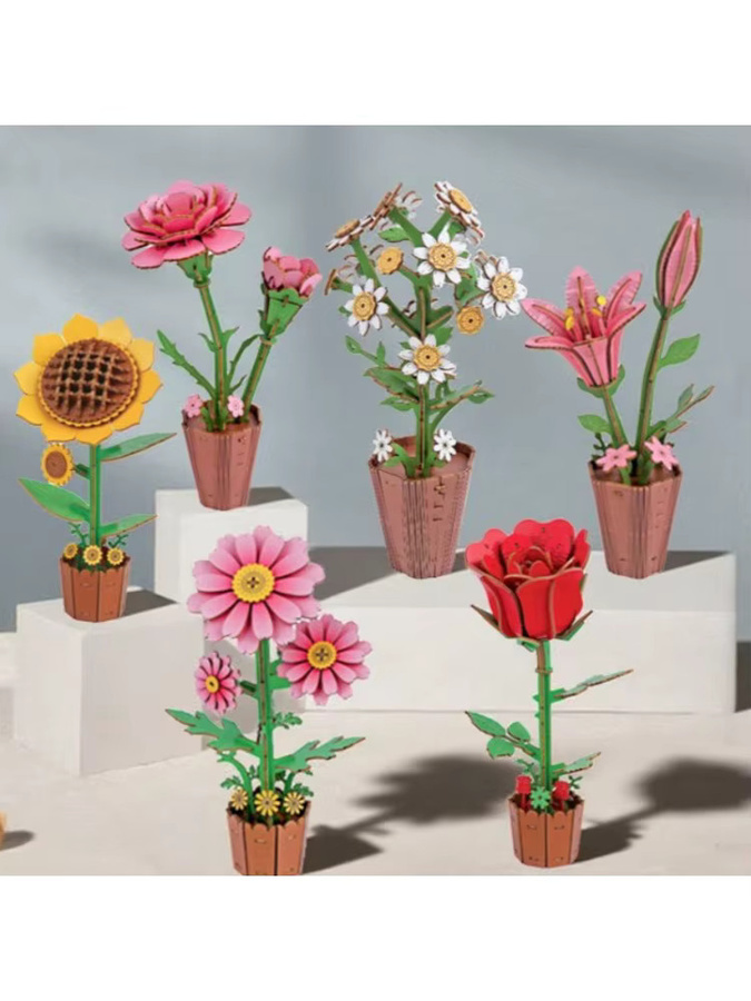 MaxRenard 3D-Blumenpuzzle, Rose Sonnenblume Nelke Gänseblümchen, ab 14 Jahren - Bild 3