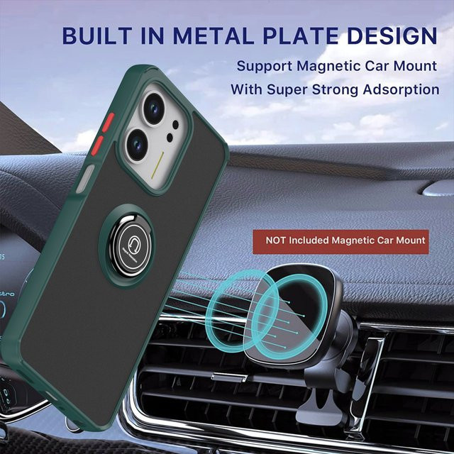 Stoßfeste Silikon-Handyhülle mit Metallring-Halter für Oppo A5X 4G 2025 CPH2725 in Schwarz und Grün - Bild 1