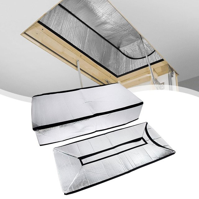 Isolierabdeckung für Dachbodentreppen als Wärmedämmung und Staubschutz, Farbe: Silber, B/T/H: 63,5 x 63,5 x 27,94 cm - Bild 1