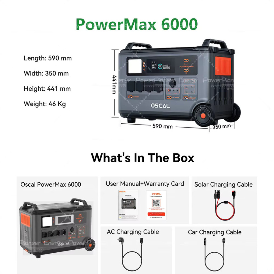 Oscal PowerMax 6000 Tragbare Powerstation und BP3600 Erweiterungs-Akku-Pack Solargenerator für Camping und Notstromversorgung - Bild 4