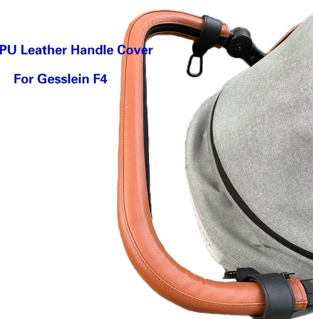 Leder Griffabdeckung in Braun kompatibel mit Gesslein F4 Kinderwagen als Armlehnenbezug und Zubehör - Bild 1