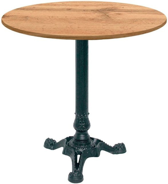 RestooTab Bistrotisch rund in Eiche mit schwarzem Gestell, Durchmesser: 70 cm, Höhe: 75 cm - Bild 1