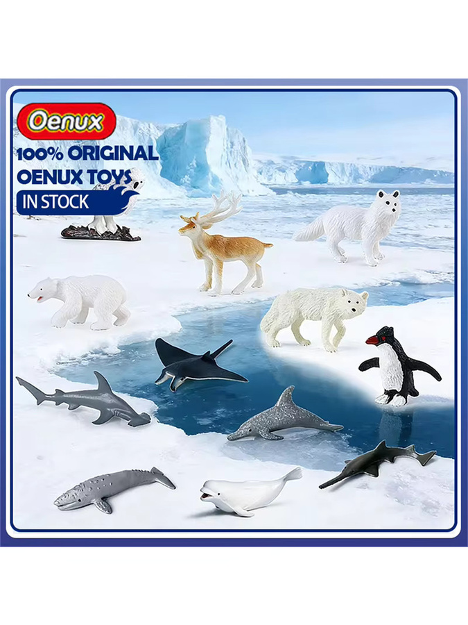 Oenux Simulationsmodell-Actionfiguren, Eispinguin Eisbär Robbe Husky Delfin Beluga Wal, Puppen - Bild 2