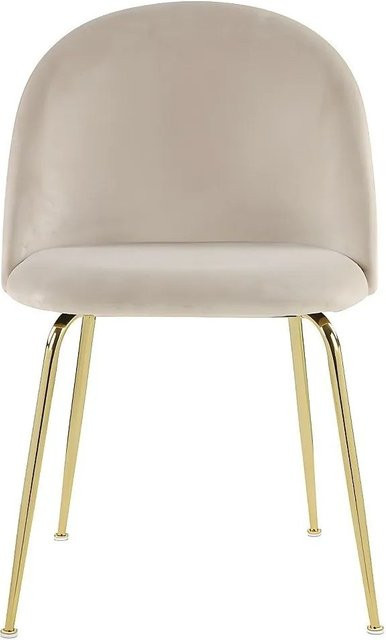 Vente-unique Stuhl Melbourne in Beige aus Samt mit goldenen Metallbeinen, Breite: 50 cm, Tiefe: 50 cm, Höhe: 50 cm - Bild 1