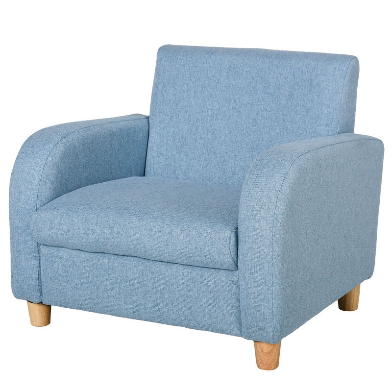 HOMCOM Kindersessel aus Leinen und Schaumstoff mit Holzfüßen in Blau, B/T/H: 49 x 45 x 44,5 cm - Bild 2