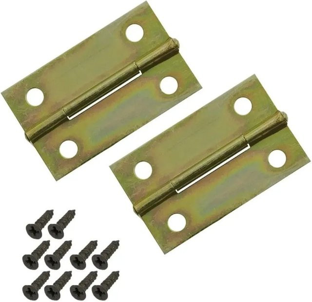 HMF 6496-SC3-S2 Klappscharnier aus Metall für Vintage Koffer, 2 Stück, Farbe: Bronze/Gold/Braun, Breite: 35 mm, Höhe: 21 mm - Bild 1