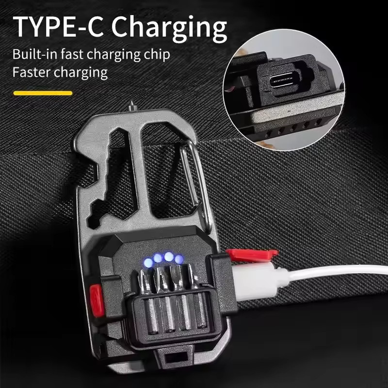 SSET Ultra Schlüsselanhänger Mini COB LED Taschenlampe mit wiederaufladbarem Akku in Grau oder Weiß - Bild 2