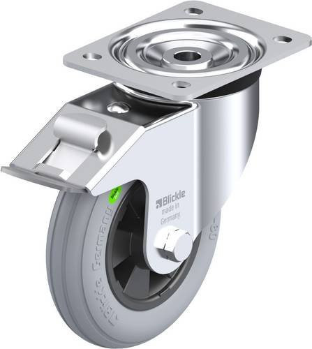 Blickle Lenkrolle L-VWPP 160R-FI-SG mit Feststeller, Rad-Durchmesser: 160 mm, Tragfähigkeit: 70 kg, Farbe: Grau/Schwarz - Bild 1