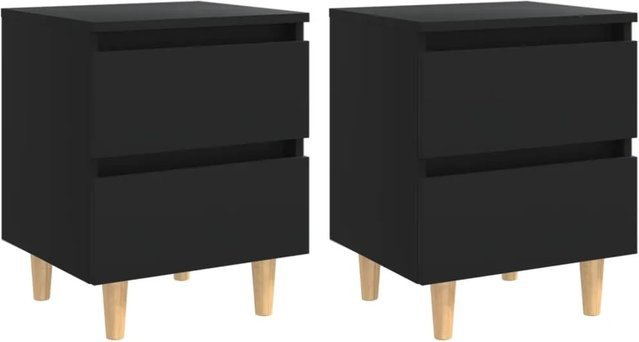 Set aus 2 vidaXL Nachttischen in Schwarz mit Kiefernholz-Beinen im skandinavischen Design, B/T/H: 40 x 35 x 50 cm - Bild 1