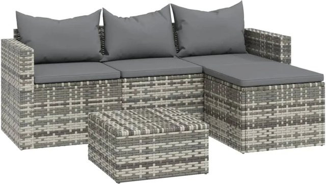 vidaXL 3-tlg Garten-Lounge-Set Modell 6 aus Poly Rattan in Grau und Anthrazit mit Kissen - Bild 1