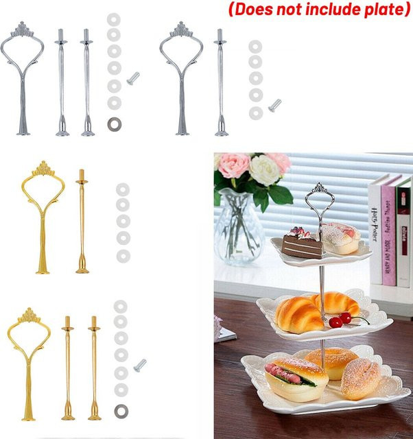 LEENKEA Kuchen-Teller-Ständer aus Edelstahl in Silber, runder 2-stufiger Tortenständer aus Metall - Bild 1