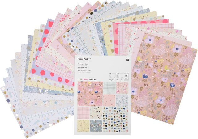 Rico Design Paper Poetry Motivpapierblock Crafted Nature, Multicolor, A4, 30 Blatt - Bild 1