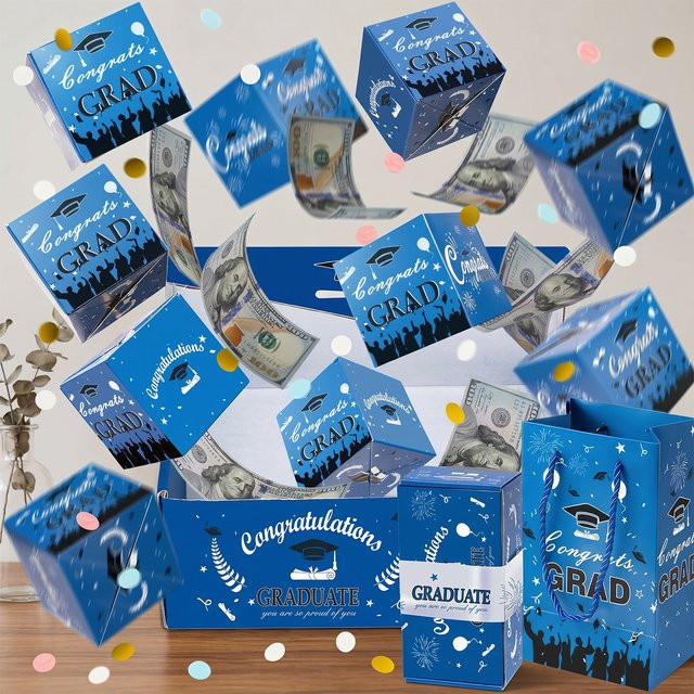 Shunmaii DIY Explosionsgeschenkbox zum Basteln, Faltbare Pop-Out-Bounce-Geschenkbox aus Papier für besondere Anlässe, erhältlich in Rot und Blau - Bild 1
