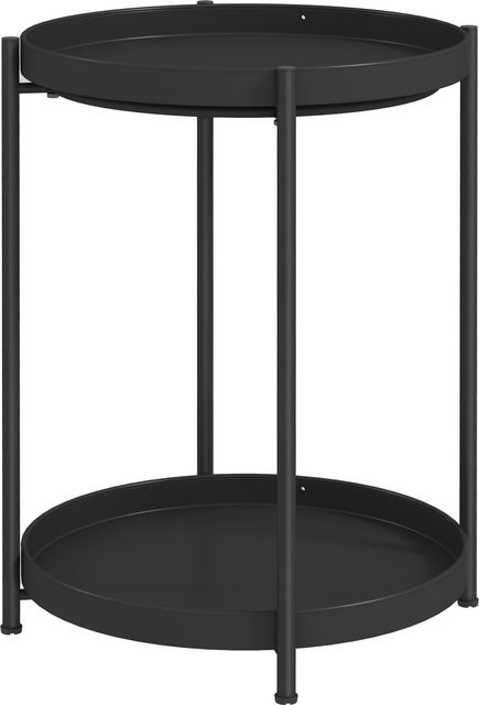 HOMCOM Beistelltisch aus Stahl in Schwarz mit 2 Ablagen, runder Couchtisch für Wohnzimmer und Schlafzimmer, B/T/H: 44 x 44 x 56 cm - Bild 1