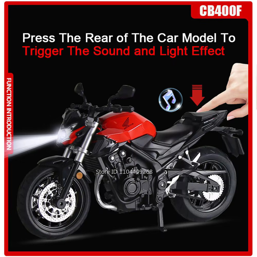 RMZ city Honda CB400F CBR1000 Motorrad Modell, 1:12, Metall, Gummi, Schwarz - Bild 5