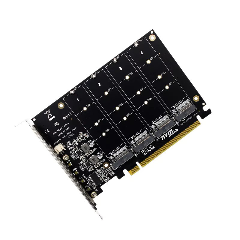 T.F.SKYWINDINTL M.2 PCIe zu NVMe Erweiterungskarte Schwarz, Hochgeschwindigkeits-Vierkanal-Adapter für PCIe 3.0 und 4.0, unterstützt 2230 2242 2260 2280 SSDs - Bild 3
