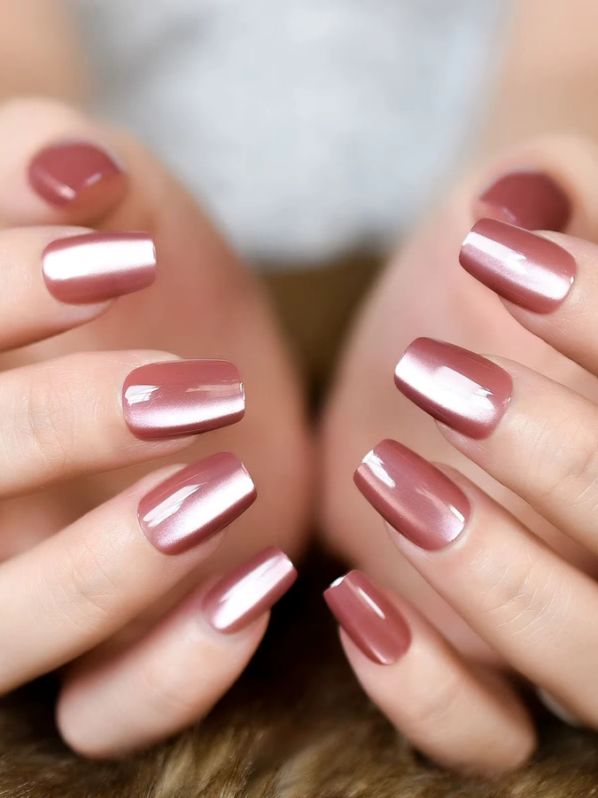 iMABC Nägel zum Aufdrücken, Cateyes, Khaki, Glänzend, 30 Stück, Damen - Bild 2