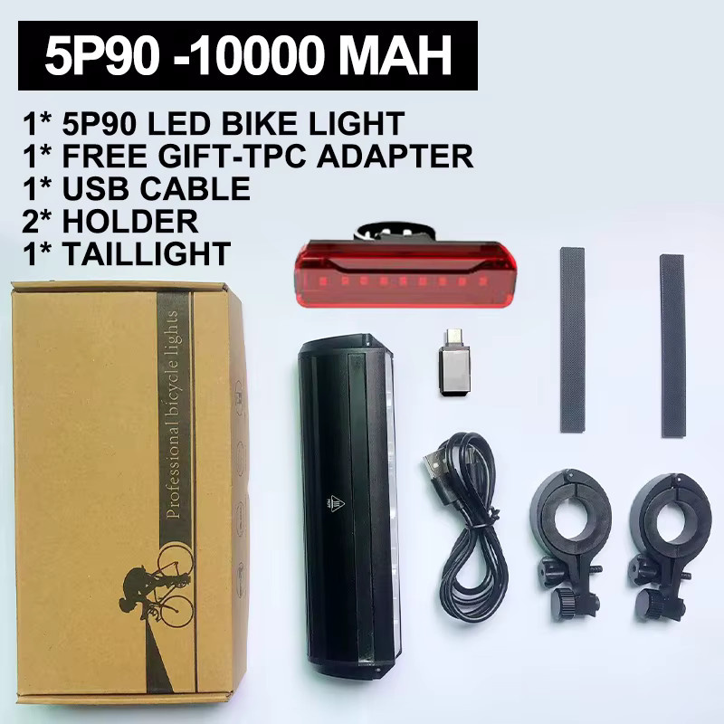 TouCloud Fahrradlicht mit 10000 mAh Powerbank Funktion, wasserdichte USB-C Taschenlampe für MTB und Rennrad in Schwarz - Bild 6