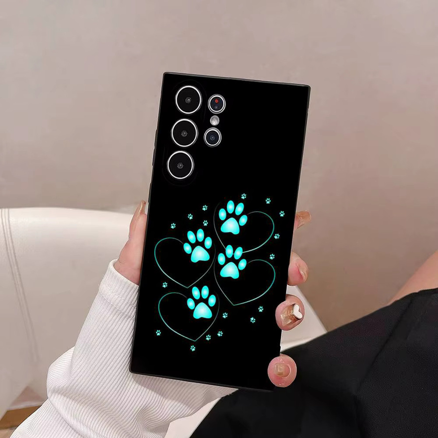 Samsung Galaxy S25 S24 S23 S22 S21 S20 Ultra Plus Handyhülle mit Hund Pfotenabdruck in Schwarz Frosted Soft Cover - Bild 6