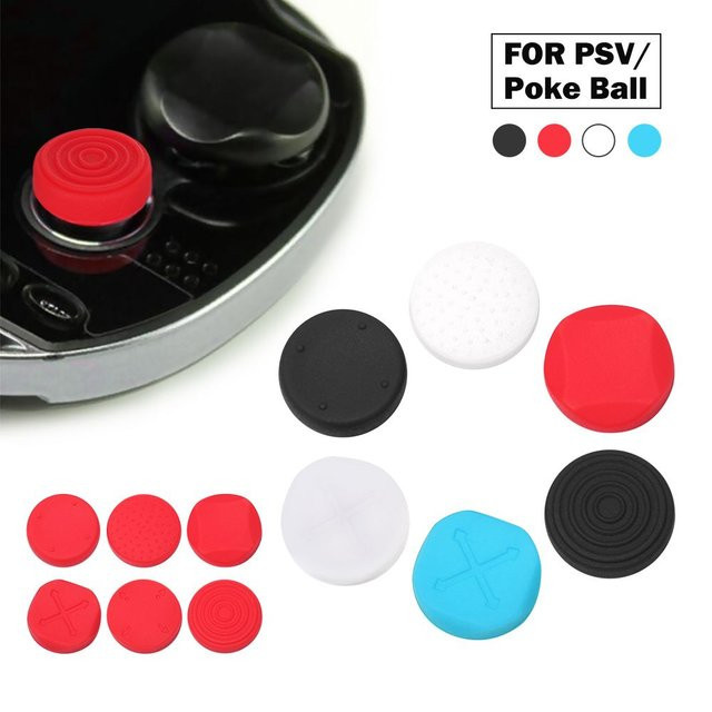 6-in-1 Silikon Thumbstick-Griffkappen für Sony PlayStation PS Vita PSV 1000 und PS Vita Slim 2000 in Weiß - Bild 1
