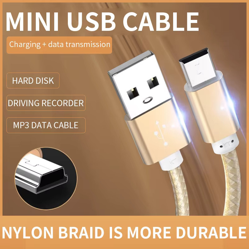 NNBILI Mini USB zu USB Daten- und Ladekabel für MP3 MP4 Player, GPS und Digitalkameras in Pink und Gold - Bild 2