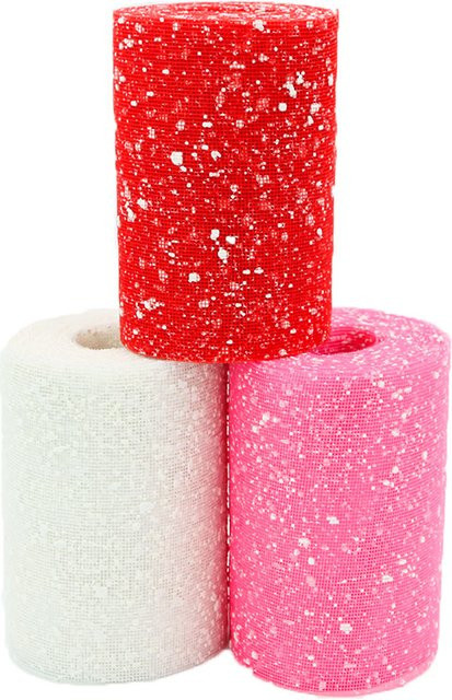 Pinke Schneeflocken Mesh Spitze für DIY Geschenkverpackungen und Hochzeitsdekoration, Breite: 15 cm, Länge: 13,7 m - Bild 1