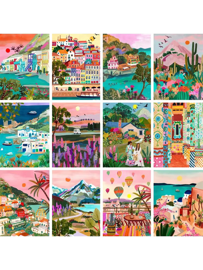 NUOYING DIY Diamantmalerei Abstrakte Landschaft als Wandbild in Multicolour - Bild 2
