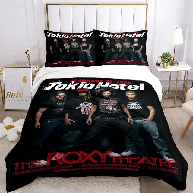 Bettwäsche-Set Tokio Hotel Band mit Bettbezug und Kissenbezug, Farbe Schwarz, Material Mikrofaser, B/H: 100 x 135 cm - Bild 1