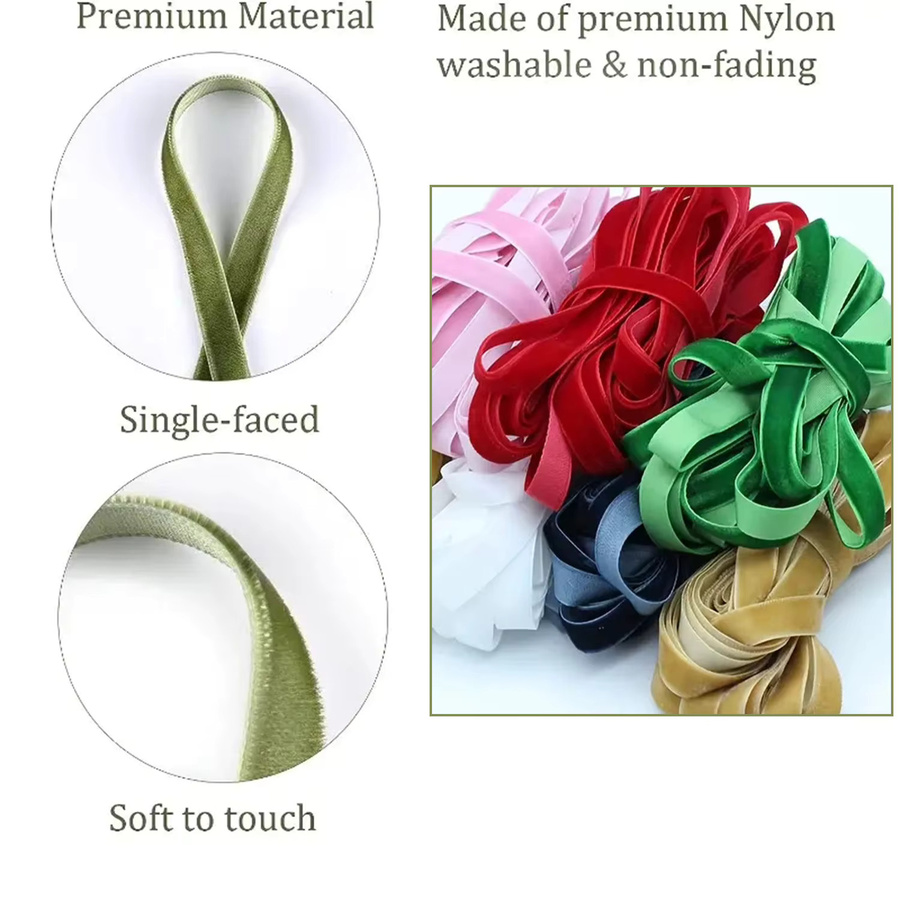 OEMOO Samtband Set in 12 Farben für Weihnachtsdekoration und Hochzeiten, Breite: 6 bis 25 mm, Gesamtlänge: 5 Yards - Bild 3