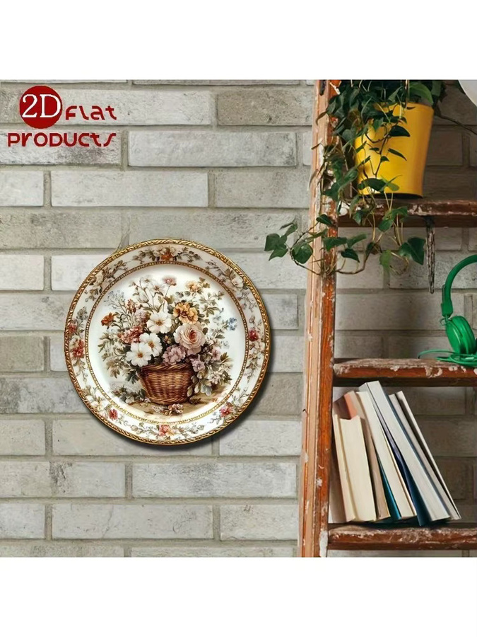 HELLOYOUNG Dekoratives Rundes Aluminium-Themenschild mit Floralem Design, Mehrfarbig, Durchmesser: 20,3 cm - Bild 2