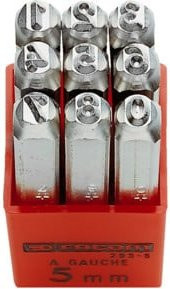 Facom Schlagziffern 0-8 aus Stahl in Silber, 9-teiliges Set, Höhe: 0,8 cm - Bild 1